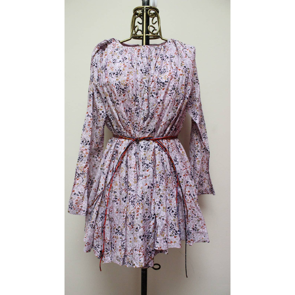 Elliette Purple Nate Floral Cotton Shift Long Sleeve Mini Dress Size 6